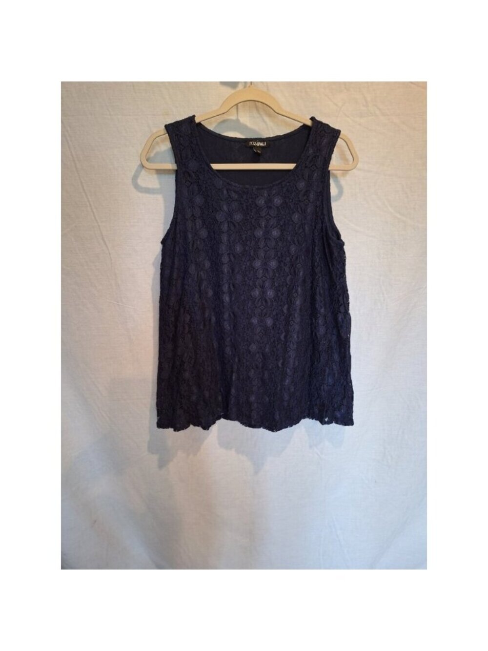Roz & Ali Cottagecore  Lace Blue Lined  Tank Top Summer Sz M Stretch